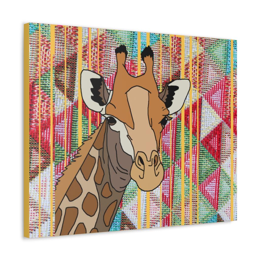 African Giraffe Yellow Canvas Print.