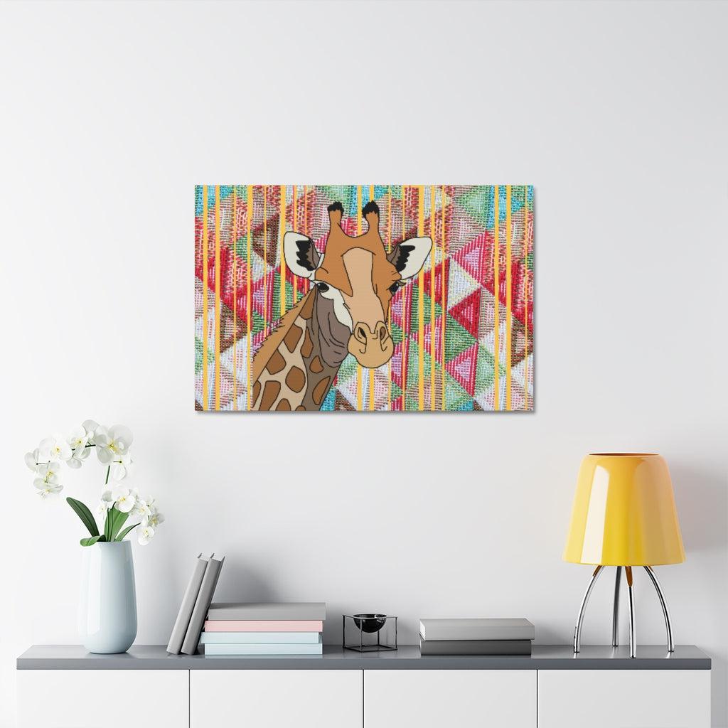 African Giraffe Yellow Canvas Print.