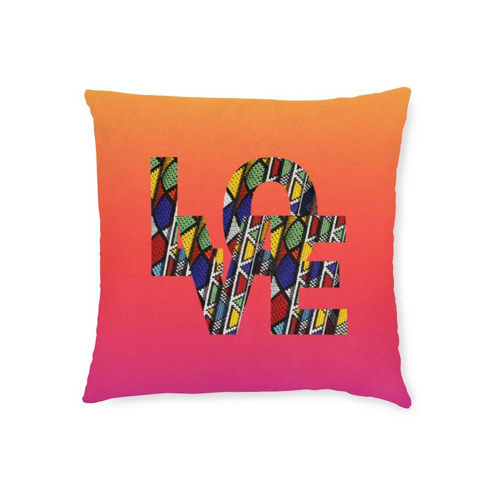African Pattern Love Word Cushion with Insert.