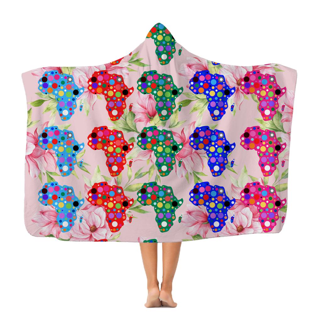 African Maps Floral Hooded Blanket.