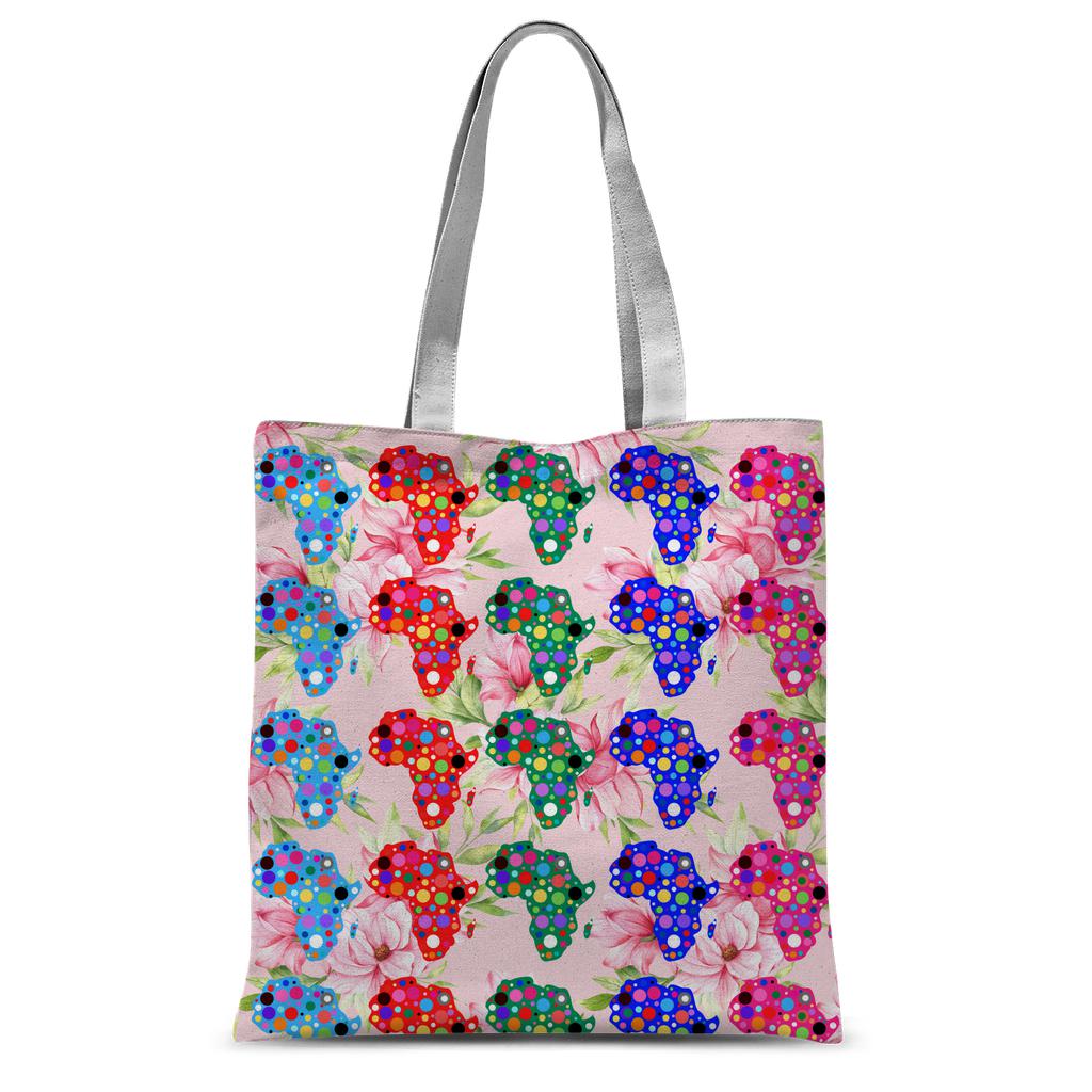 African Maps Floral Tote Bag.