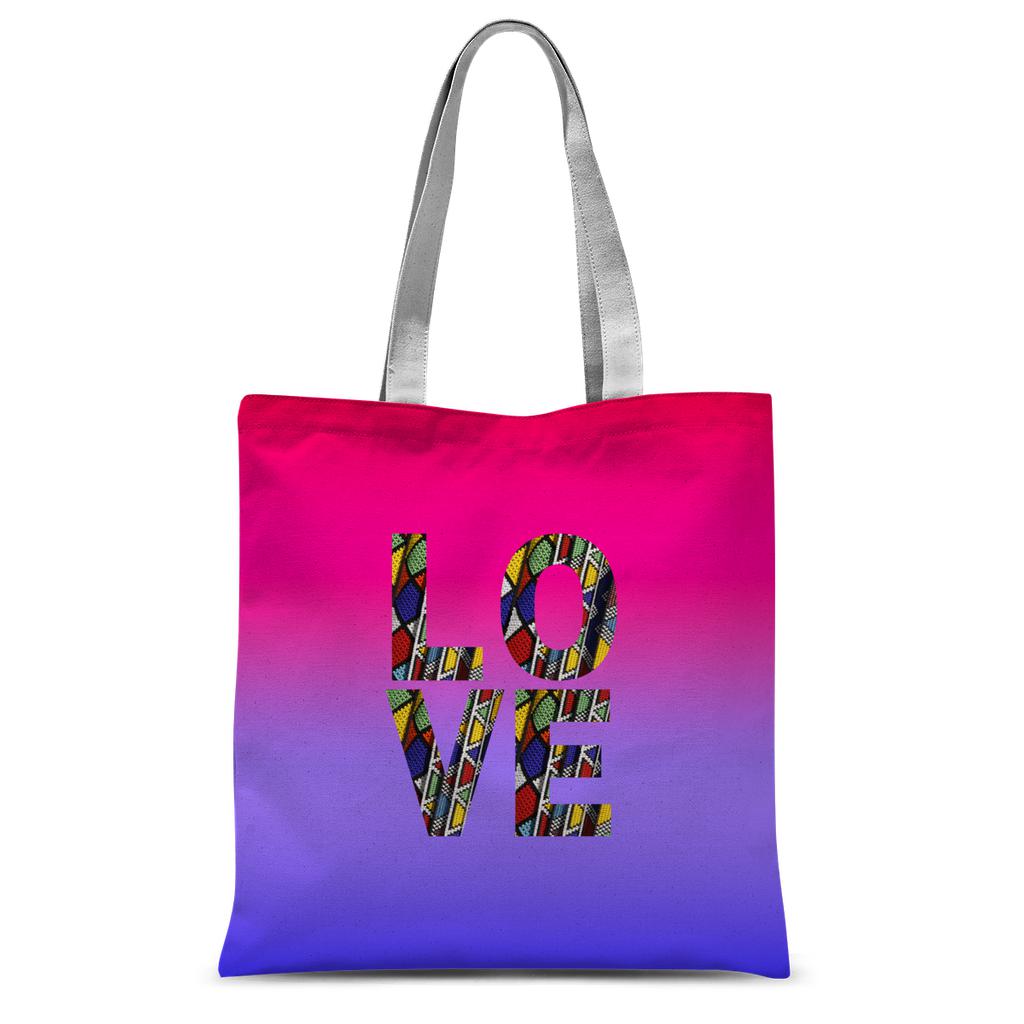 African Pattern Love Word Tote Bag.