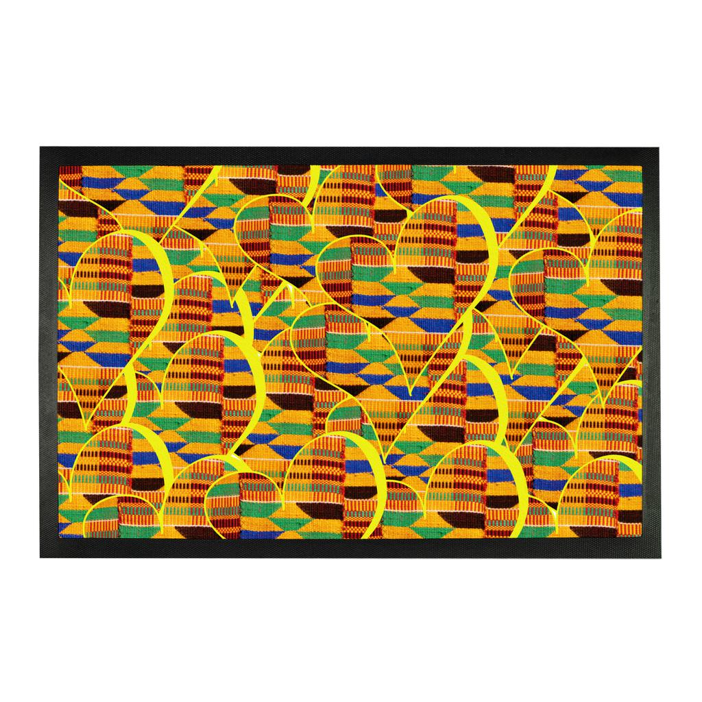 African Pattern Yellow Hearts Door Mat.