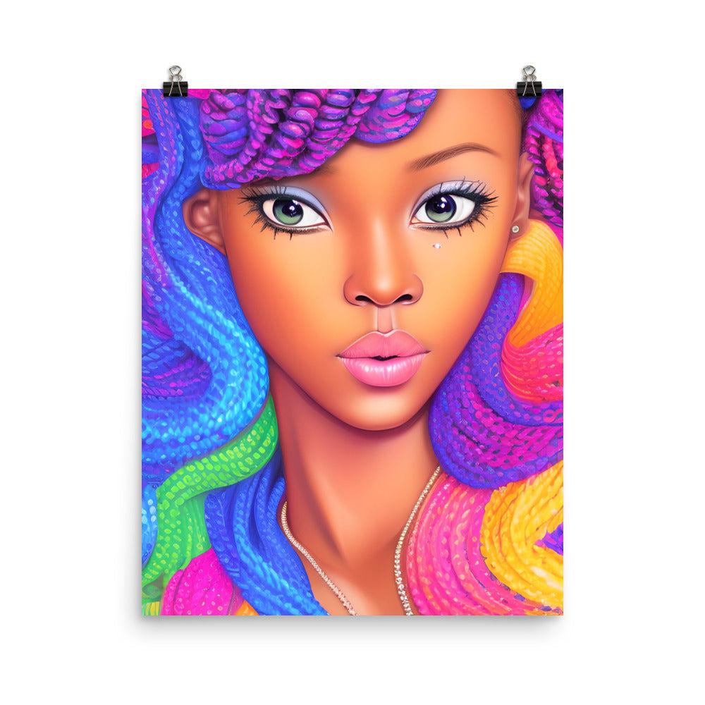 Black Girl Braided Unframed Matte Print