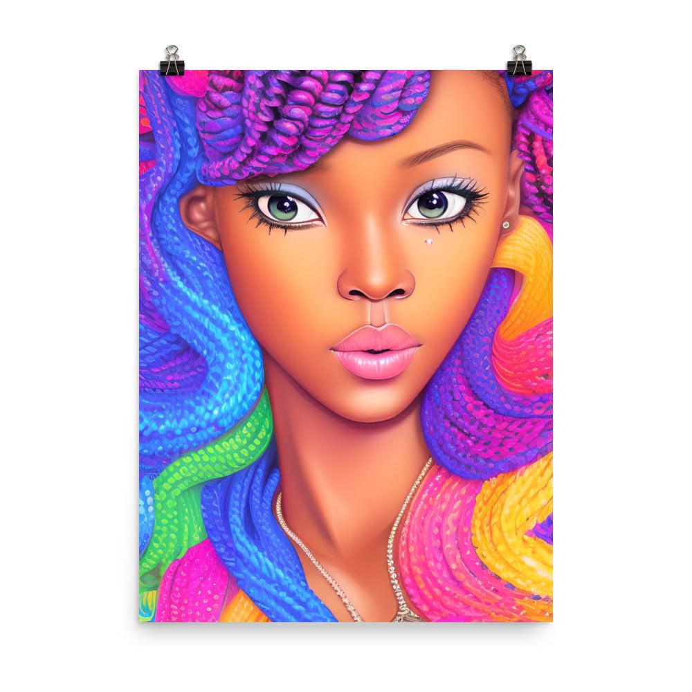 Black Girl Braided Unframed Matte Print