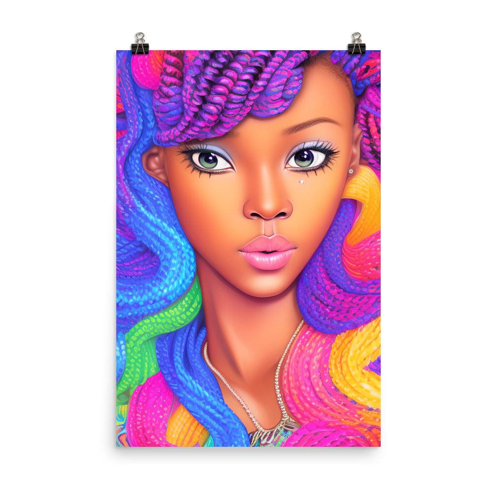 Black Girl Braided Unframed Photo Print