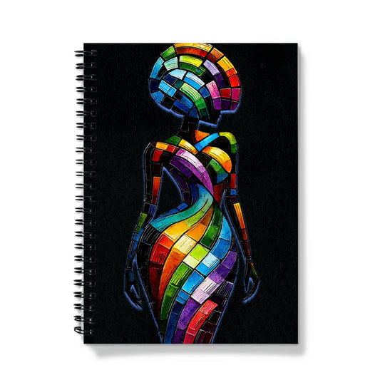 Black Woman Art Cubism Dark Notebook