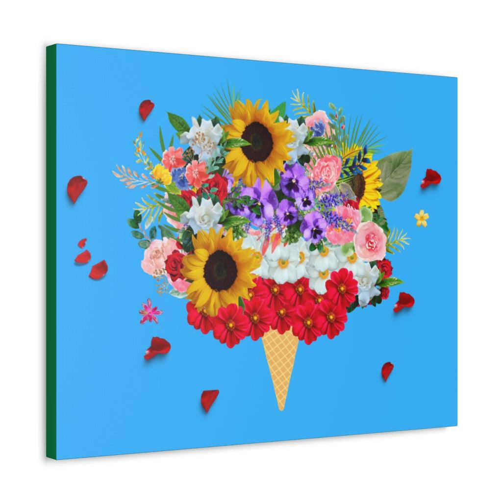 Blue Ice-Cream Flowers Canvas Print.