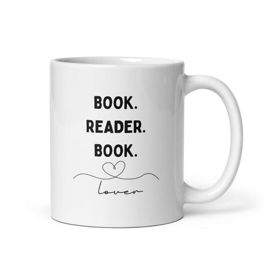 Book Reader Book Lover White Glossy Mug
