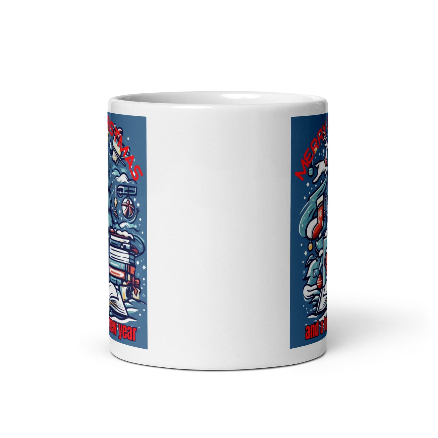 Bookaholic Christmas White Glossy Mug