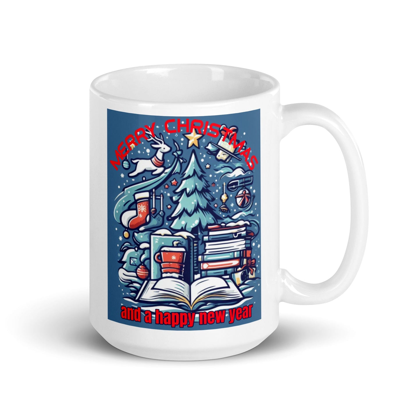 Bookaholic Christmas White Glossy Mug