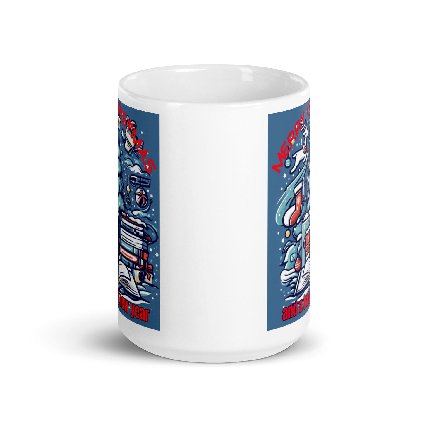 Bookaholic Christmas White Glossy Mug