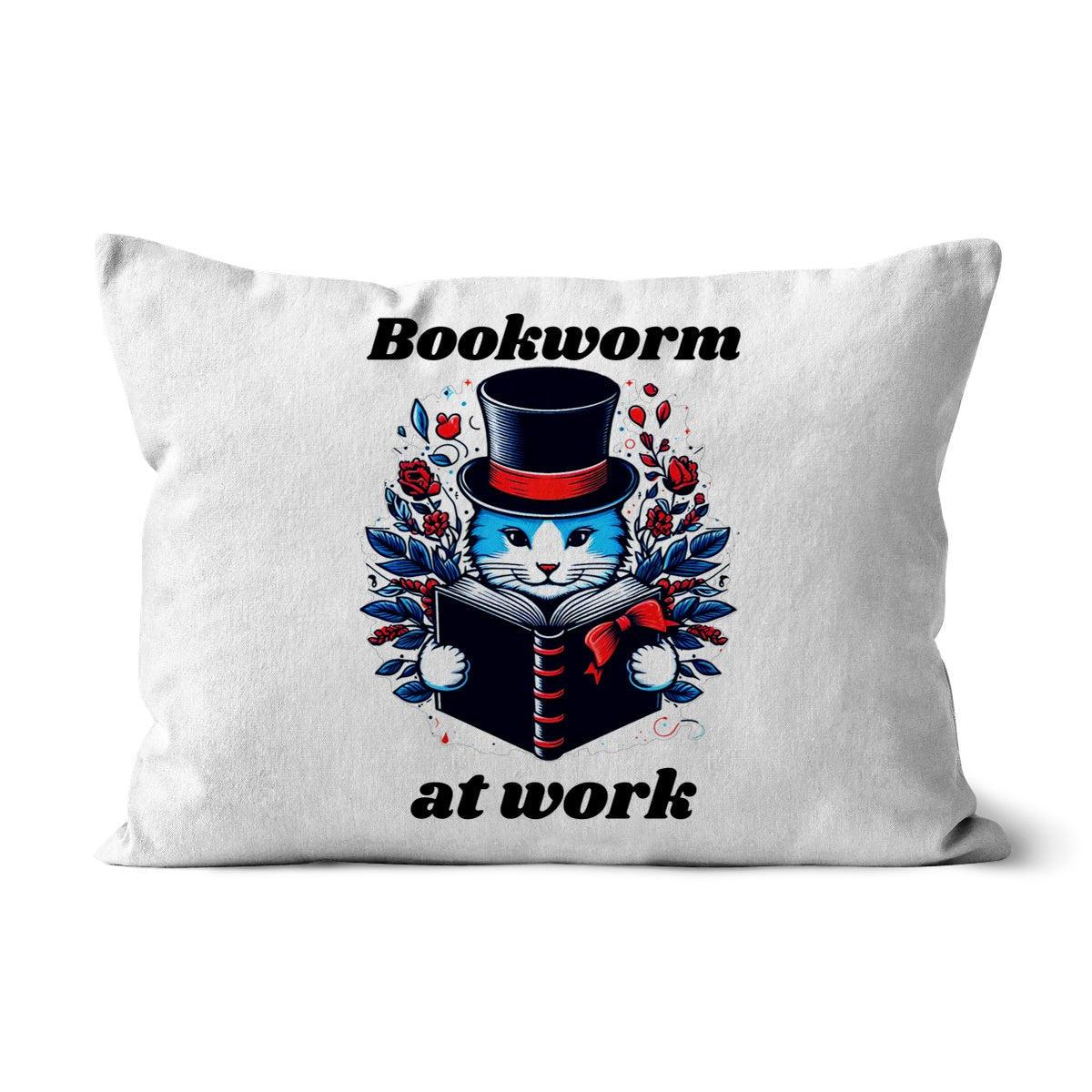 Bookworm at Work Reading Cat Cushion