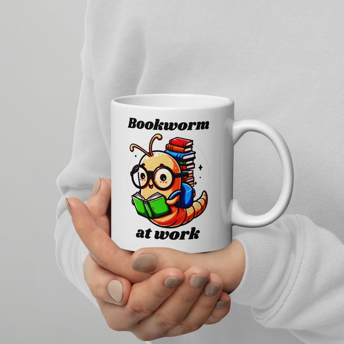 Bookworm at Work White Glossy Mug