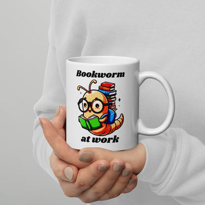 Bookworm at Work White Glossy Mug