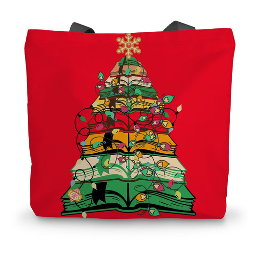 Christmas Tree Bookish Canvas Tote Bag