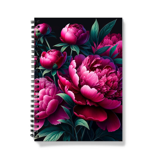 Dark Pink Peony Spiral Notebook