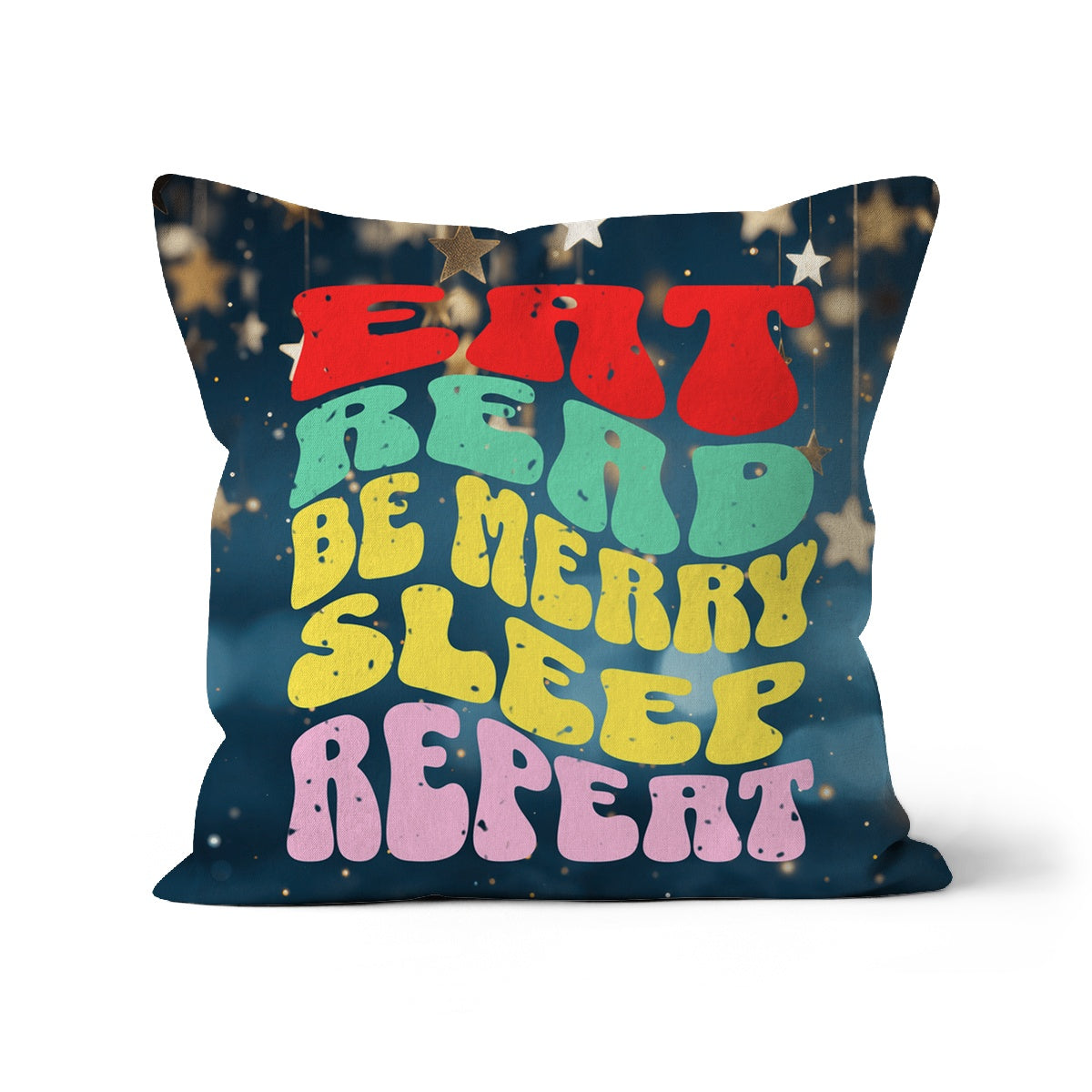 Eat Read Be Merry Repeat Cushion