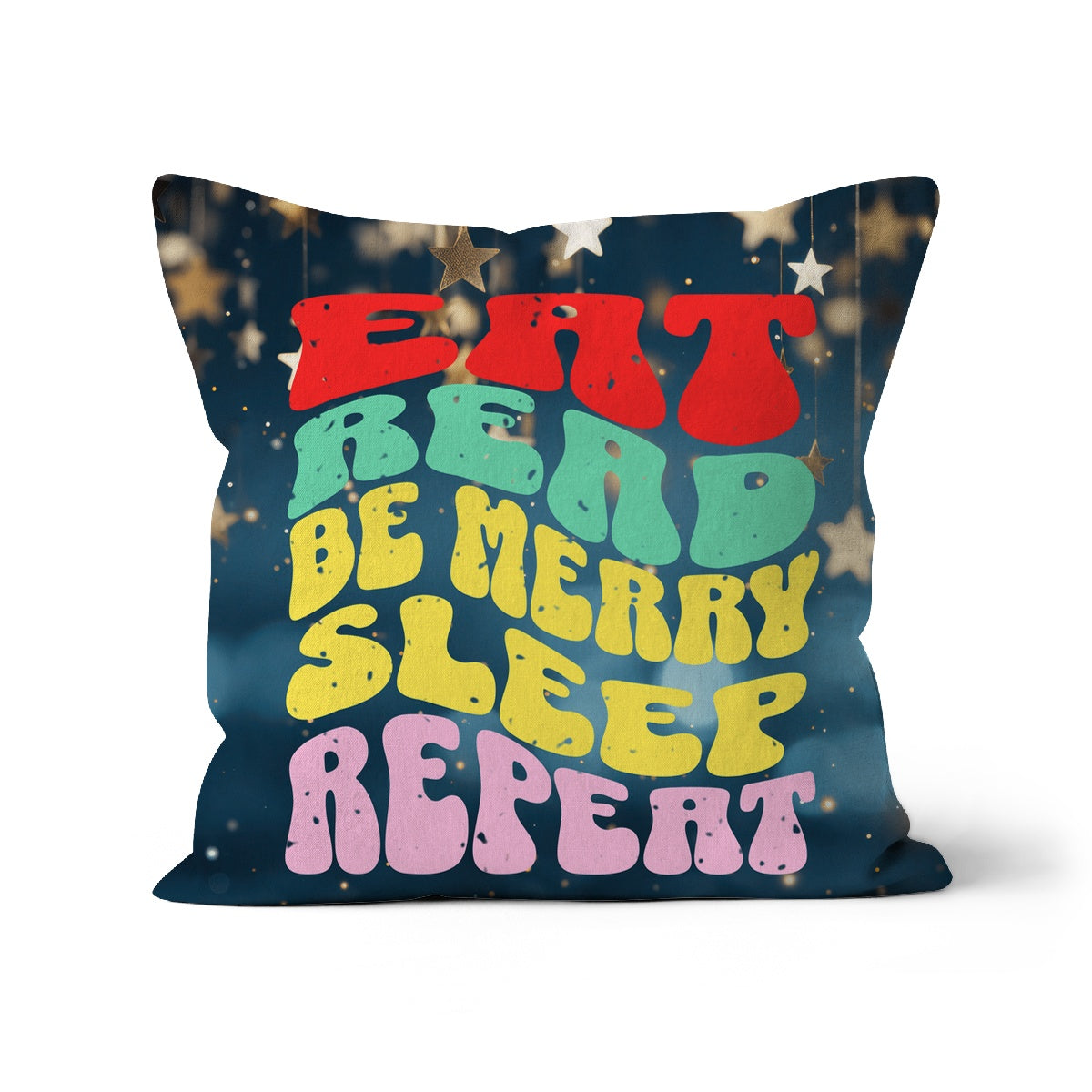 Eat Read Be Merry Repeat Cushion