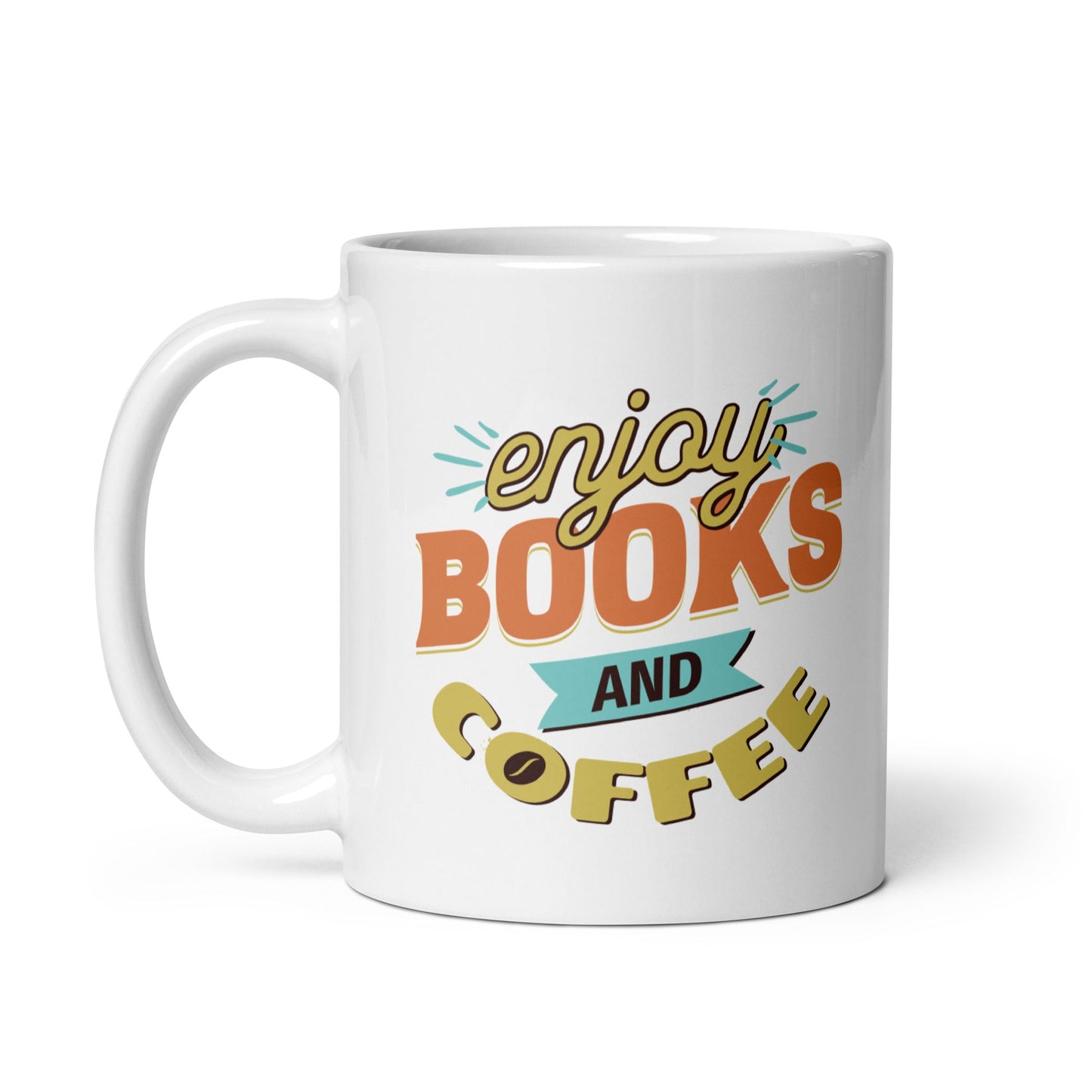 Enjoy Books and Coffee White Glossy Mug