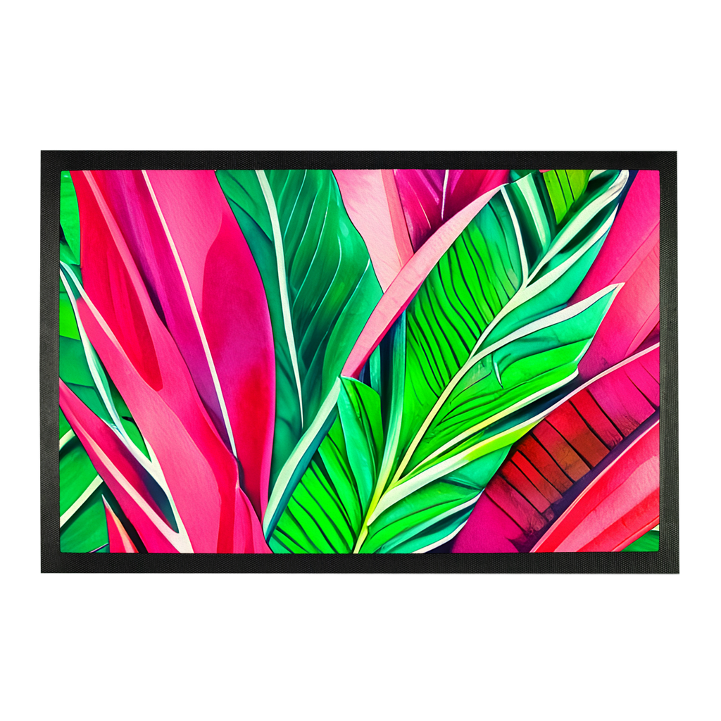 Green Tropical Leaves Door Mat.