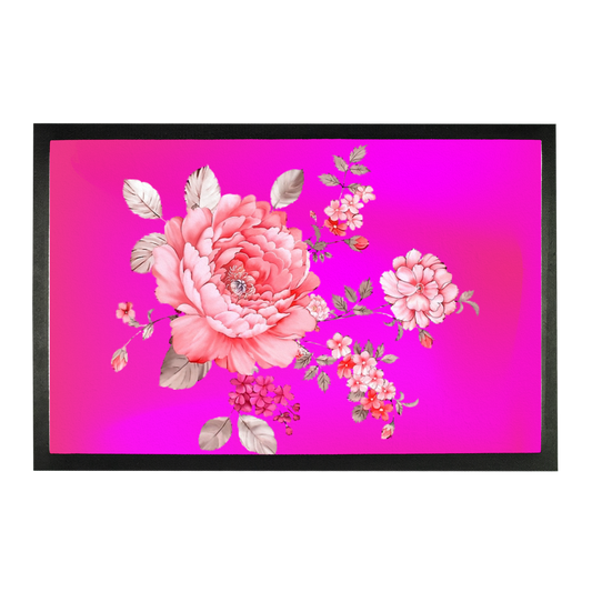 hot pink floral flower Sublimation Doormat