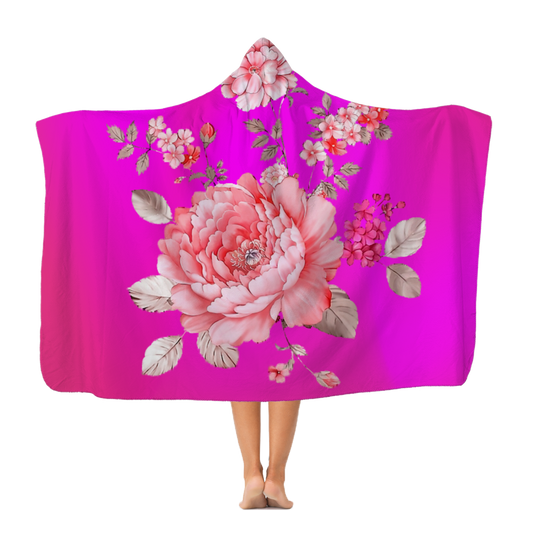 hot pink floral flower Classic Adult Hooded Blanket