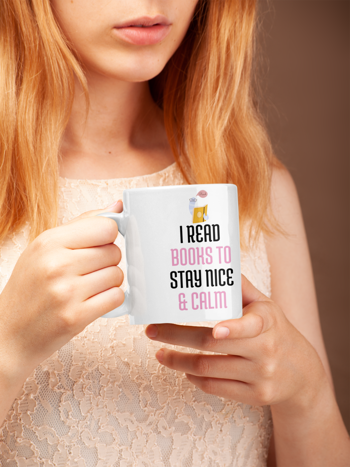 I Read Books To Stay Nice And Calm White Glossy Mug