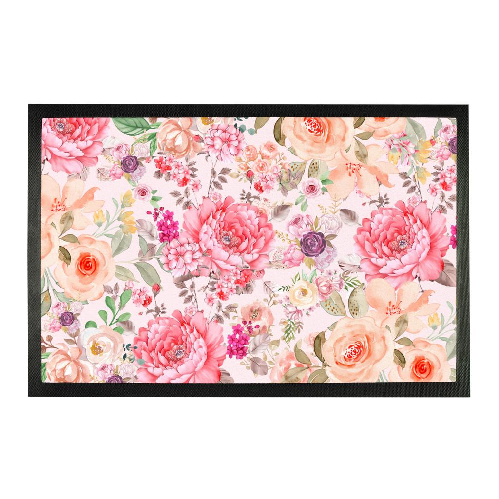 Light Pink Floral Door Mat.