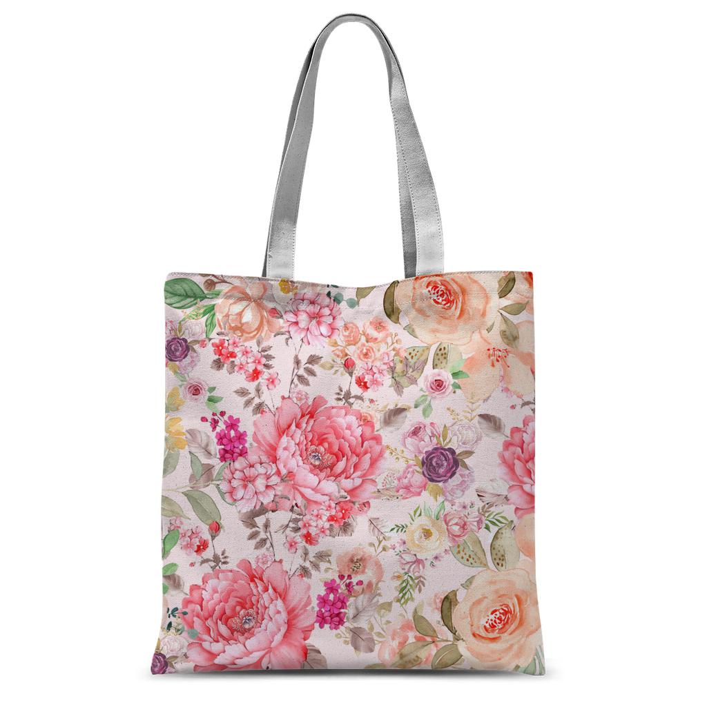 Light Pink Floral Tote Bag.