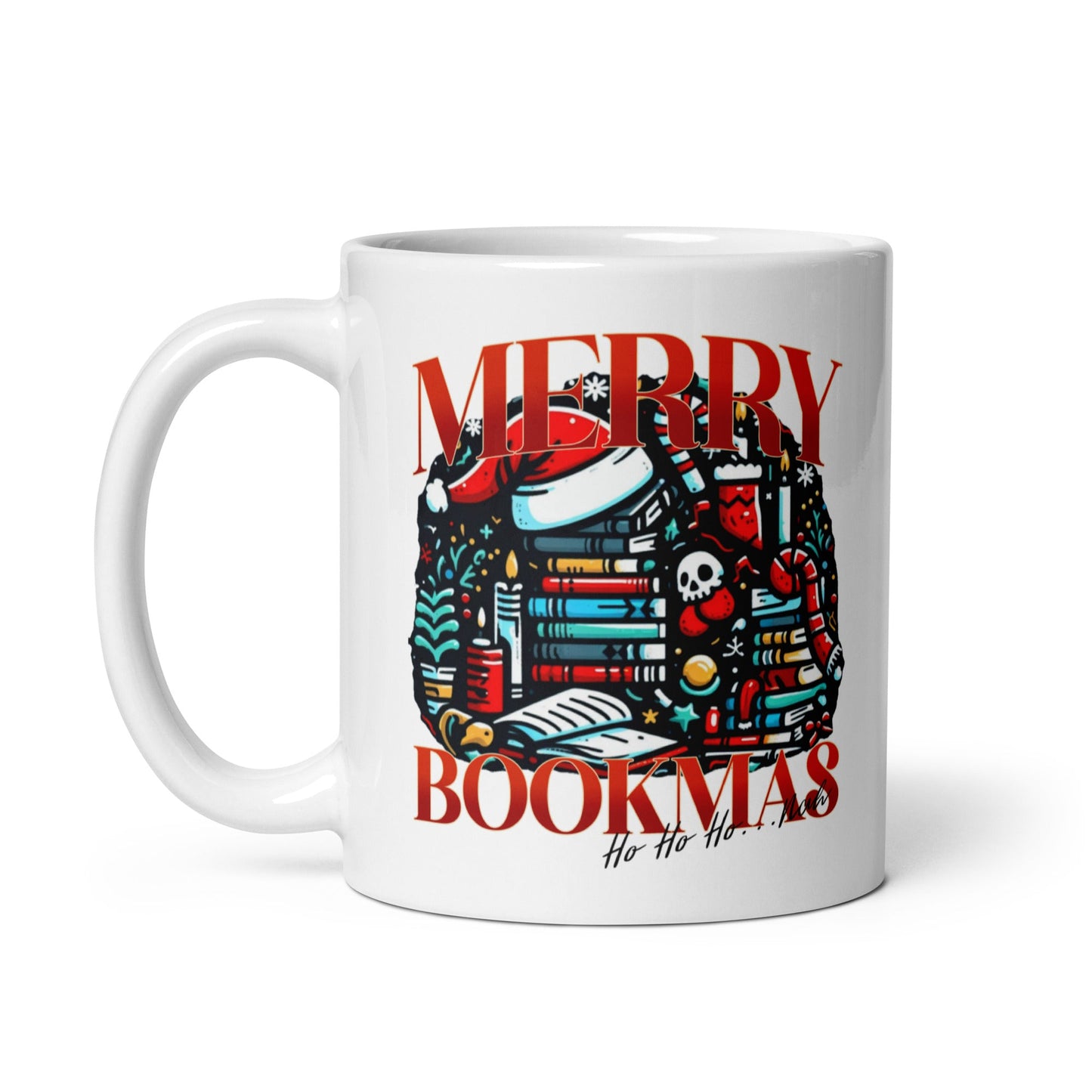 Merry Bookmas White Glossy Mug