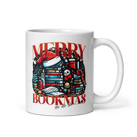 Merry Bookmas White Glossy Mug