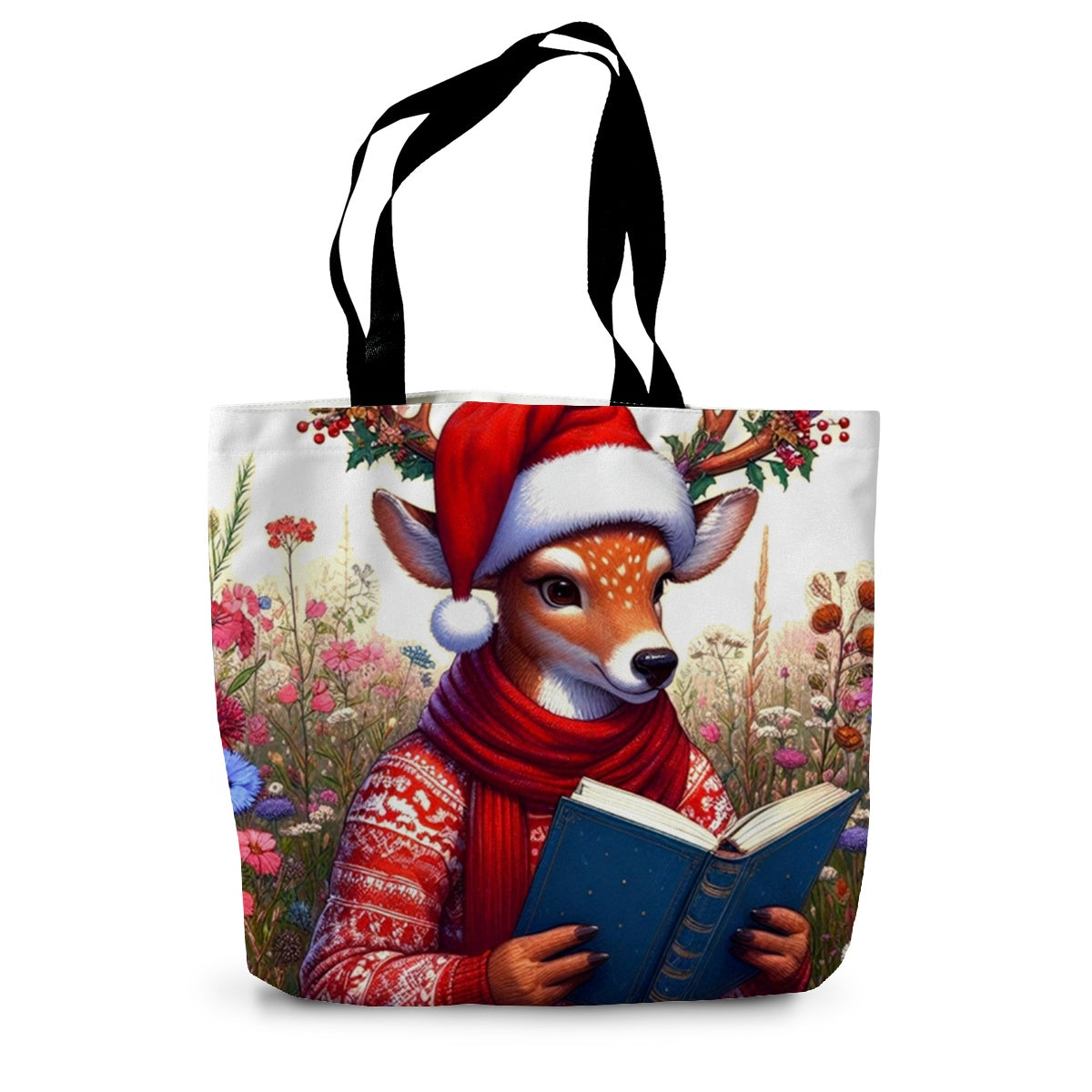 Merry Christmas Bookaholic Canvas Tote Bag