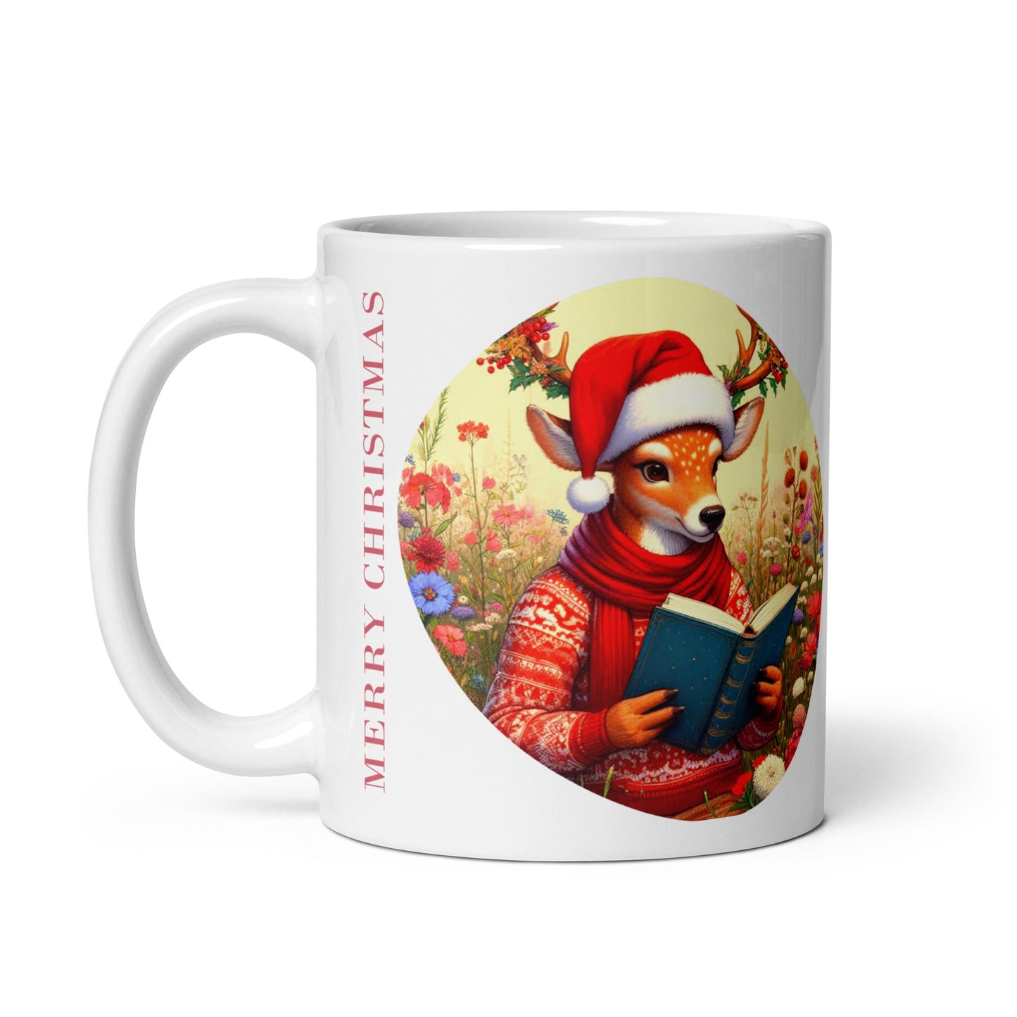 Merry Christmas Booklovers White Glossy Mug