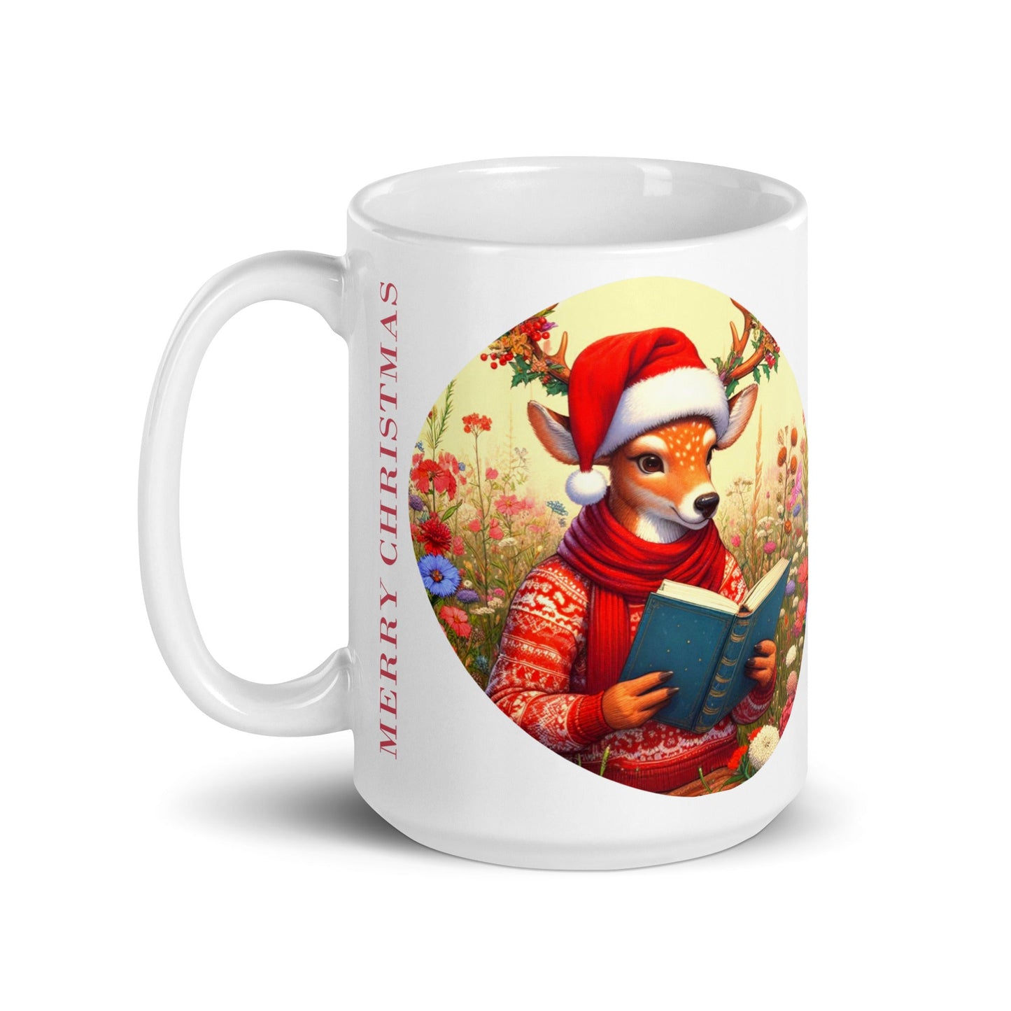 Merry Christmas Booklovers White Glossy Mug