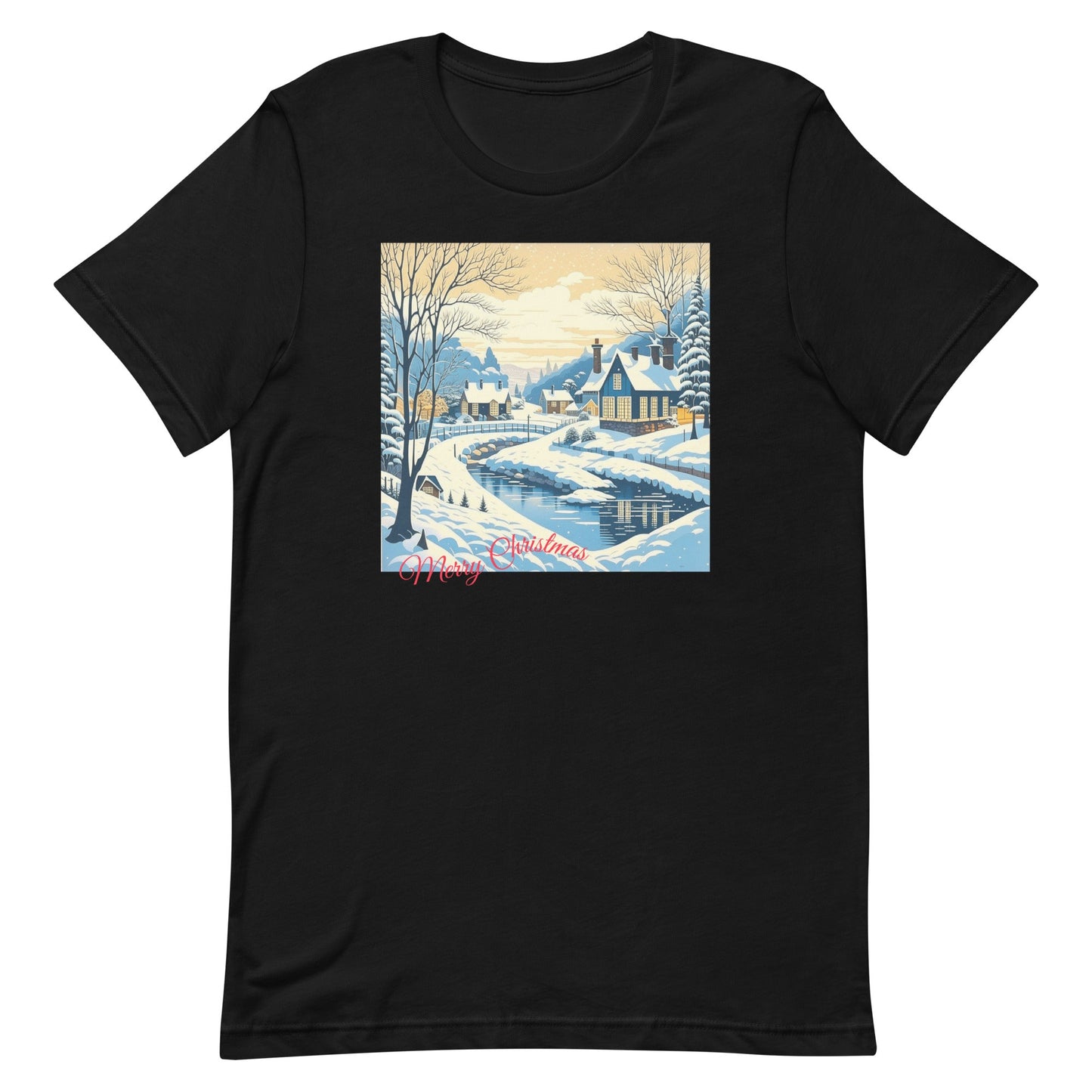 Merry Christmas Cottages Unisex T-shirt