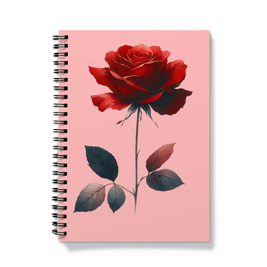 Minimalist Red Rose Spiral Notebook