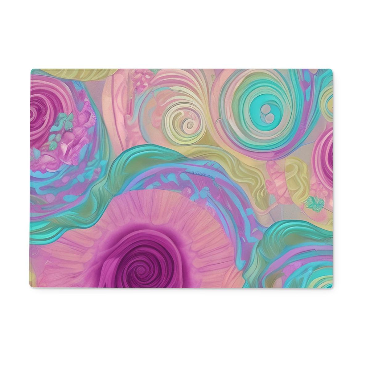 Pastel Lilac Mixed Floral Swirls Glass Chopping Board