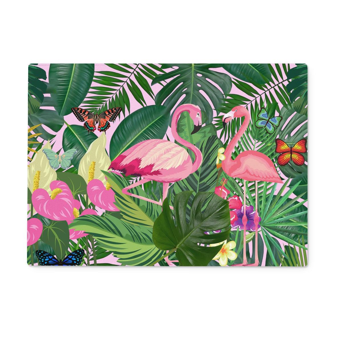 Pink Flamingo Glass Chopping Board.