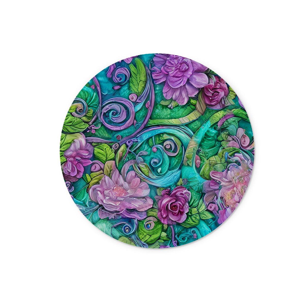 Purple Soft Pastel Floral Glass Chopping Board