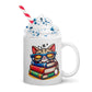 Reading Cat White Ceramic Mug