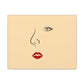 Red Lips Line Art Nude Canvas Print.