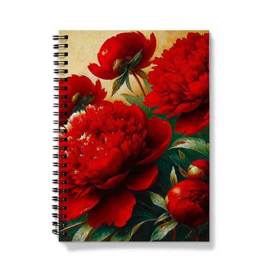 Red Peony Spiral Notebook