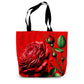 Red Rose Flower Canvas Tote Bag