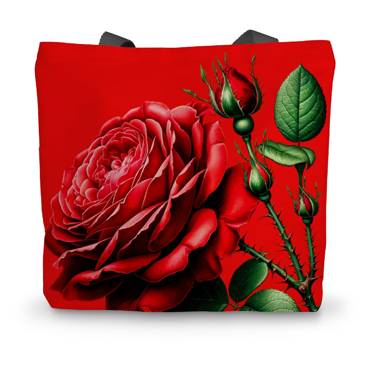 Red Rose Flower Canvas Tote Bag