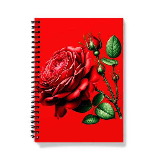 Red Rose Flower Spiral Notebook