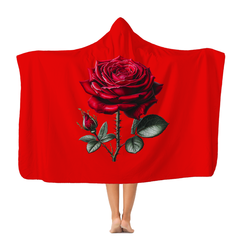 Red Rose Hooded Blanket