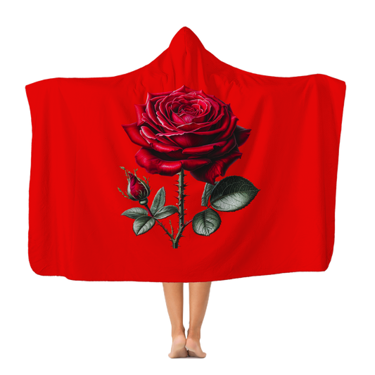 Red Rose Hooded Blanket