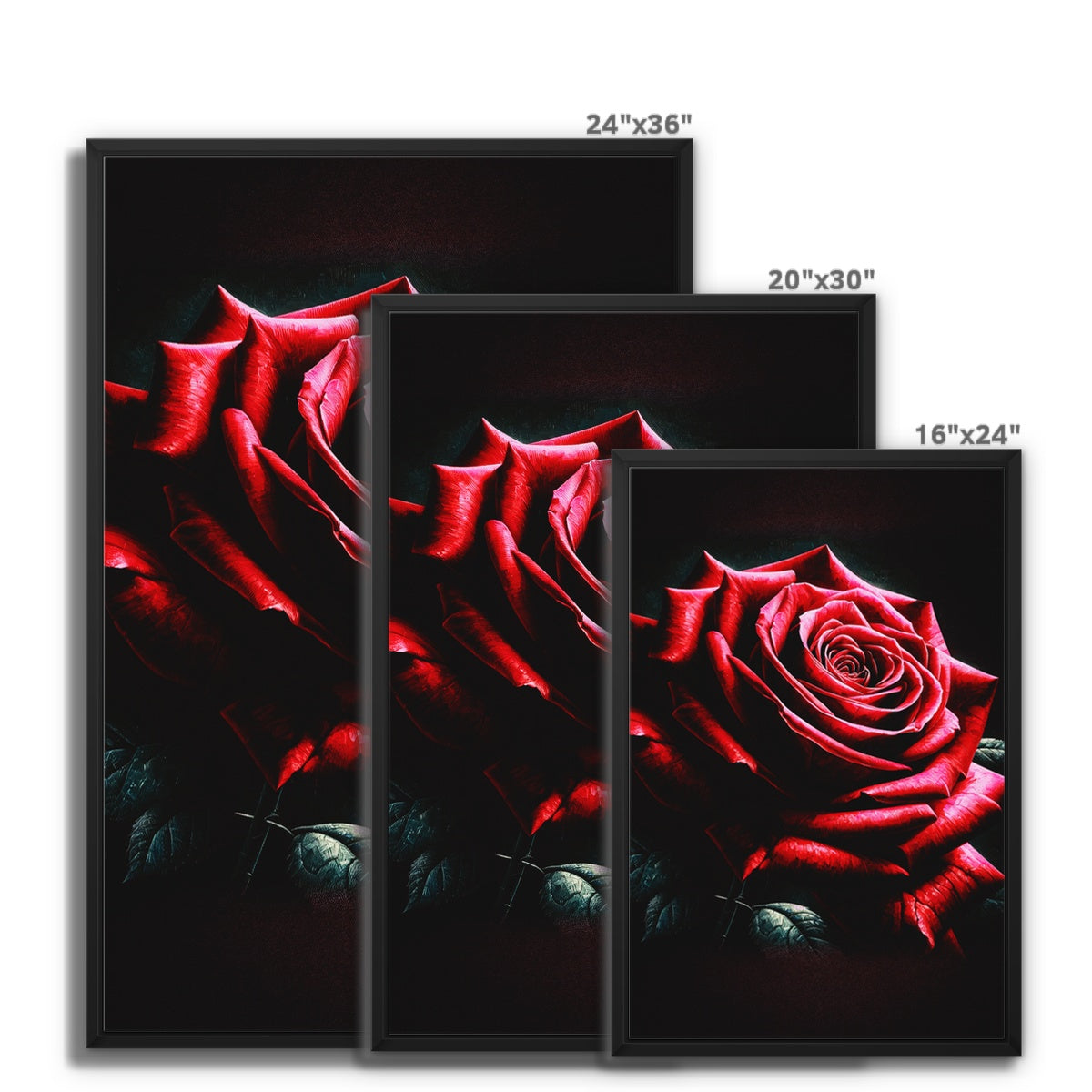 Red Rose Moody Framed Canvas