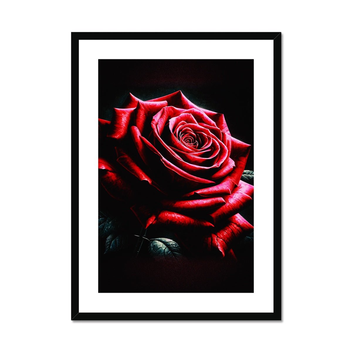 Red Rose Moody Framed & Mounted Print